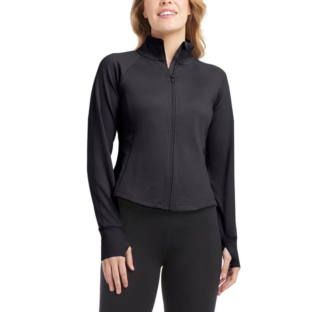 Jockey SM Yoga Jacket Tulip Hem Athletic Running Pockets Activewear Thumb Hole
